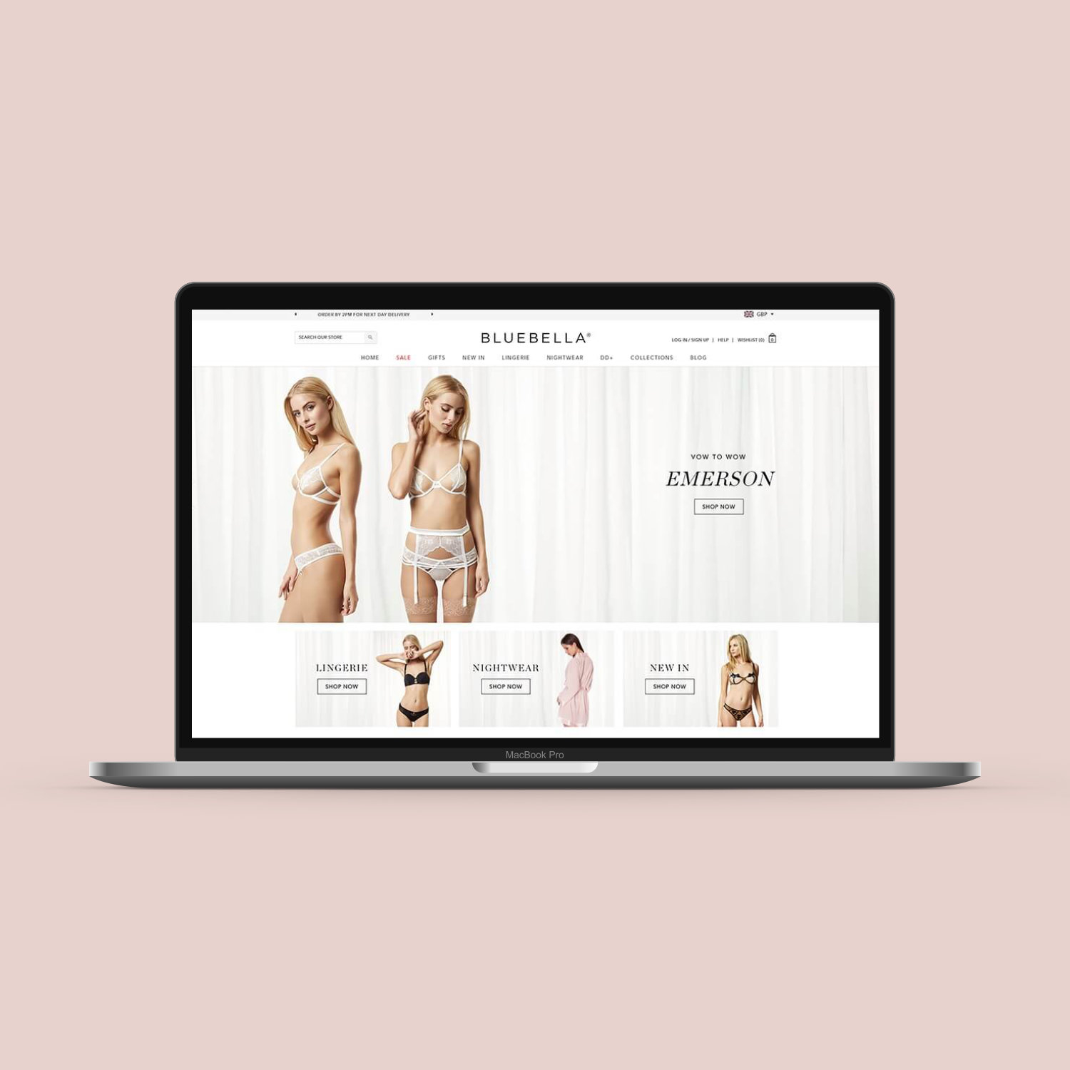 Shopify lingerie fashion website Bluebella